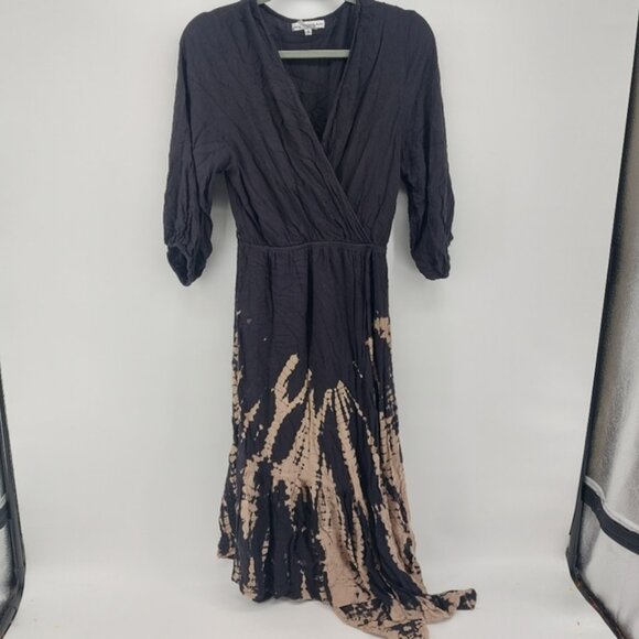 Young Fabulous  Broke Tie Dye Asymmetrical Faux Wrap Bohemian Maxi Dress - Picture 1 of 5